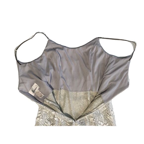 Michaelangelo Silver Floral Lace w/ Sequin Slip Prom Formal Dress Size 3/4 - Picture 2 of 14